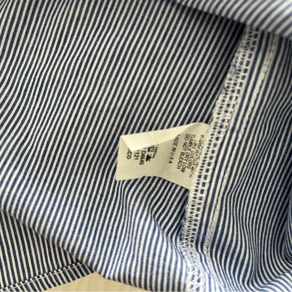 First Love Pinstripe Off the Shoulder Cotton Dress - Picture 3 of 3